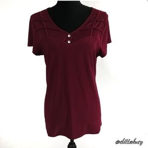Adele and May Maroon top